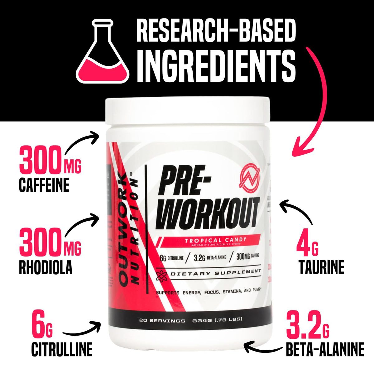 Outwork Nutrition Pre-Workout Supplement with Nootropics