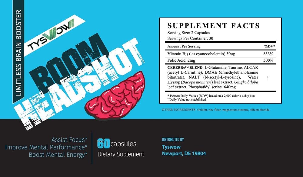 Tyswow Boom Headshot Brain Booster L-Carnitine - 60 Capsules - image 5