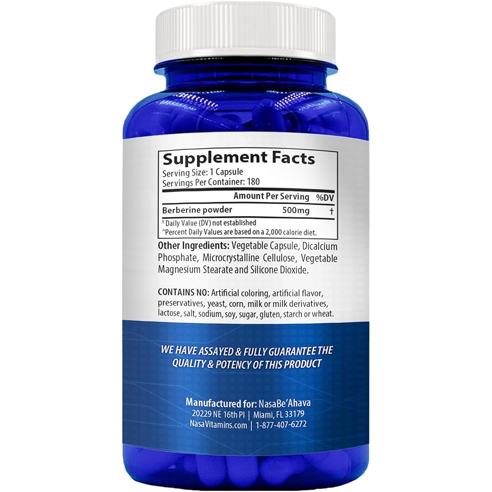 NasaBeahava Berberine 500mg Supplement - 180 Capsules - image 3