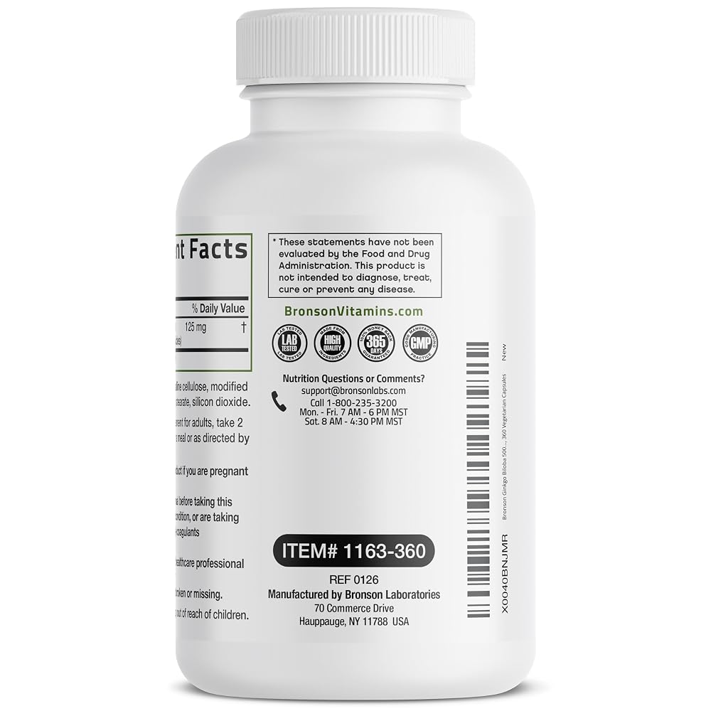 Bronson Ginkgo Biloba 500mg Extra Strength 500mg per Serving