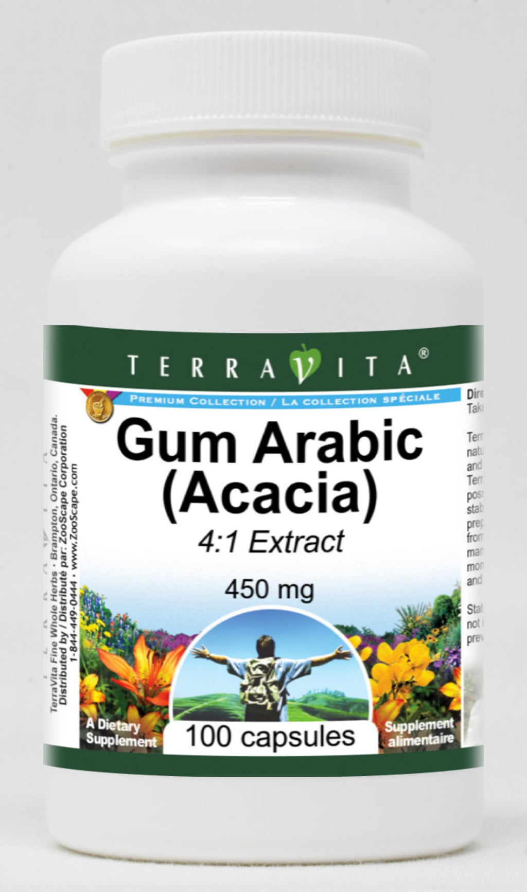 Terravita Gum Arabic Acacia 4:1 450 mg - 100 Capsules