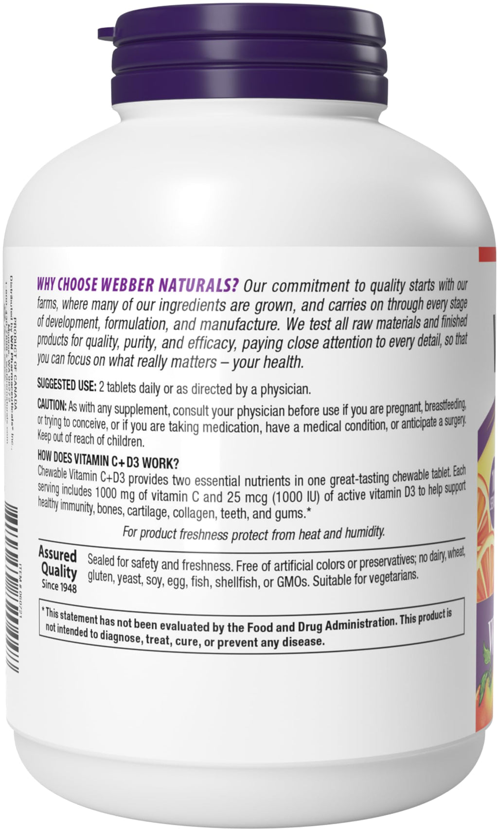 Webber Naturals Chewable Vitamin C 1000mg + D - 200 Tablets - image 9