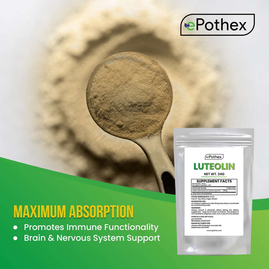 ePothex Pure Luteolin Powder Brain & Nervous System Support - 24g - image 3