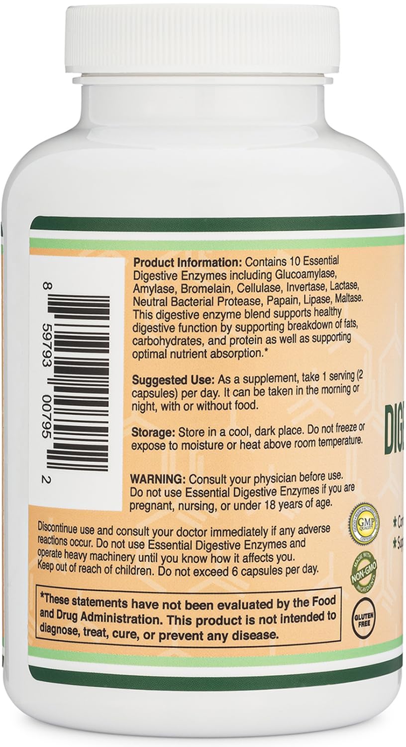 Double Wood Supplements Digestive Enzymes 800mg - 180 Capsules - image 6