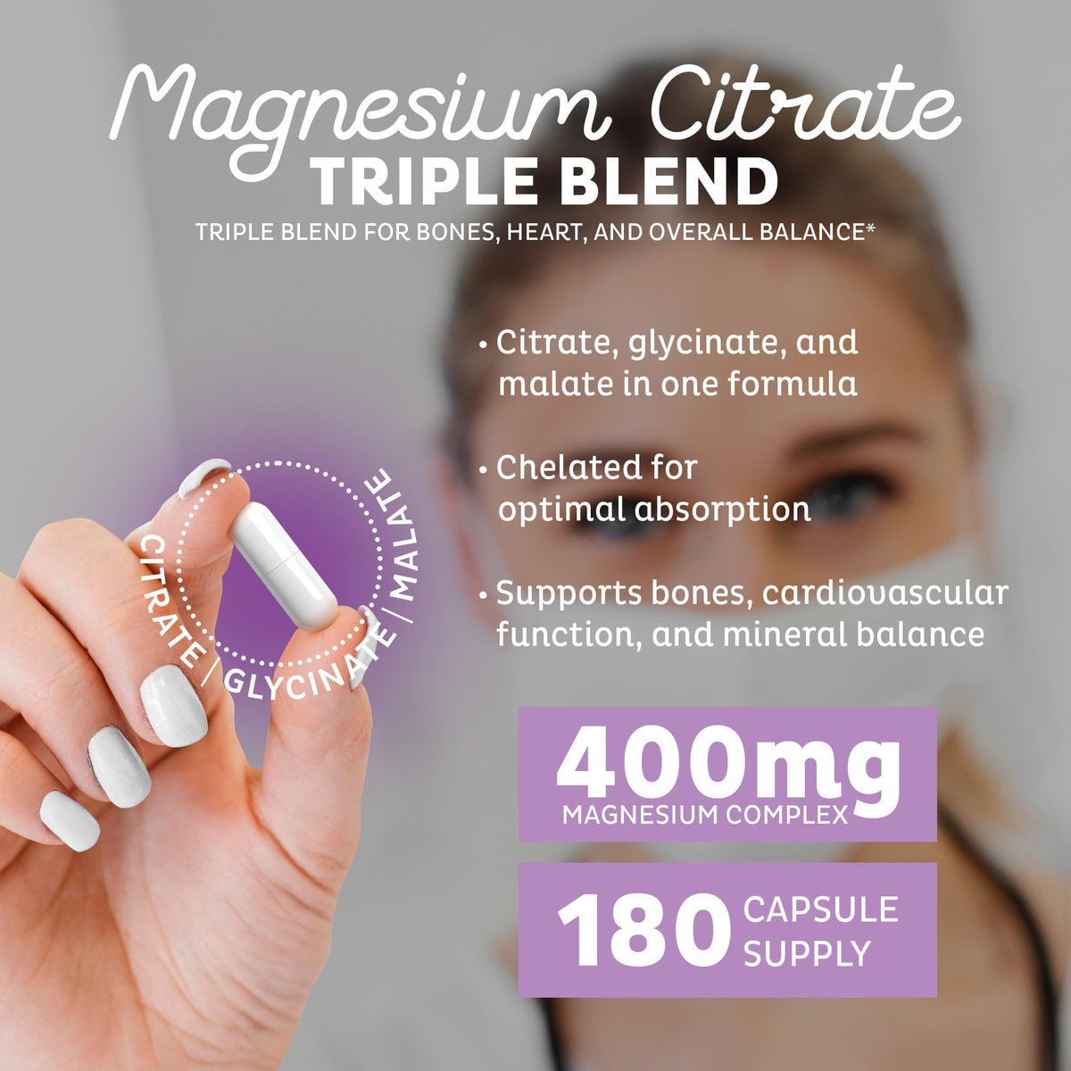 Zeal Naturals Triple Magnesium Complex 400mg - 180 Capsules - image 2