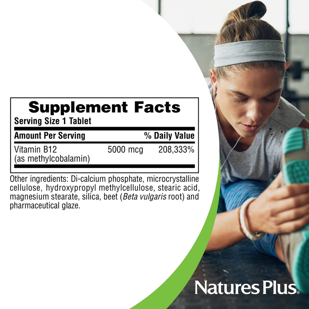 NaturesPlus Shot-O-B12 5000 mcg Vitamin B12 - 60 Tablets - image 5