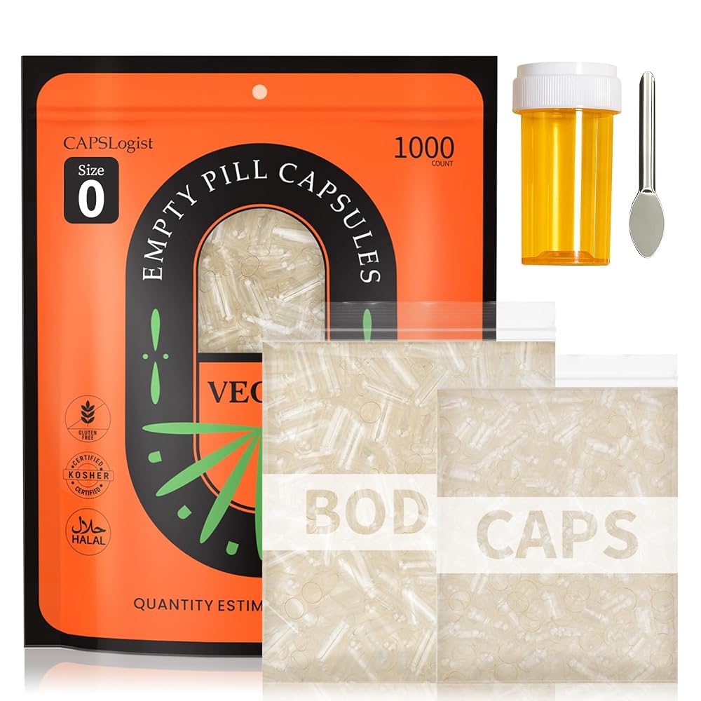 CAPSLogist Size 0 Empty Capsules Vegetarian with Micro Lab Spoon