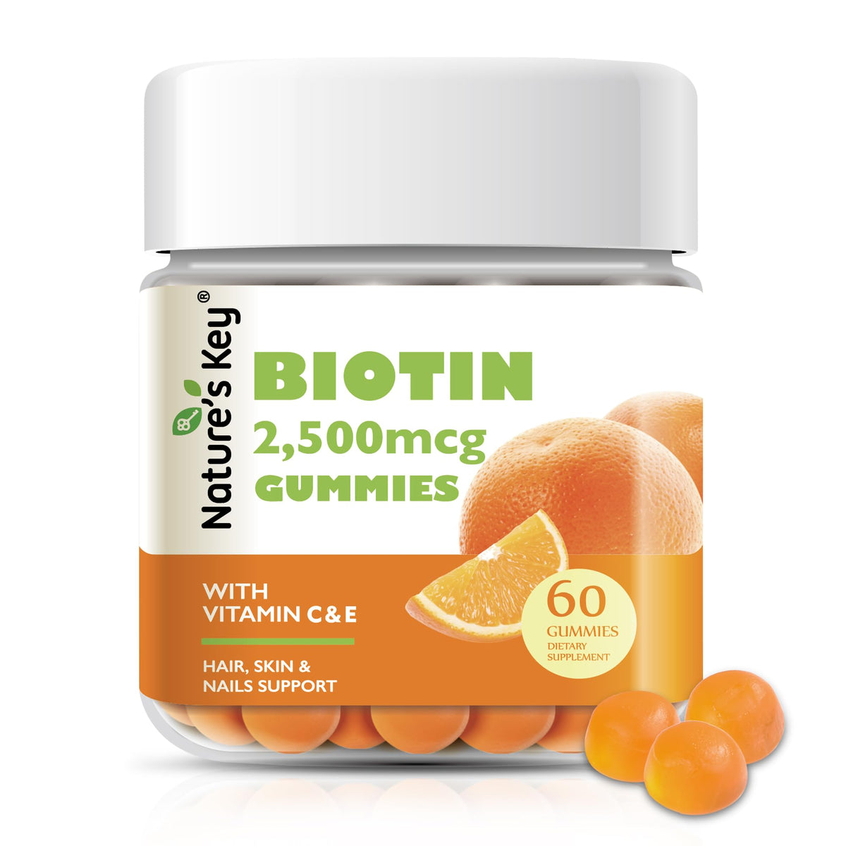 Nature's Key Biotin Gummies with Vitamin C and E