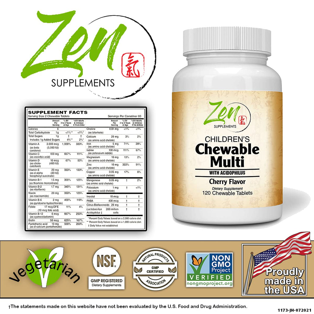Zen Supplements Children's Chewable Multivitamin - 120 Tablets - image 2