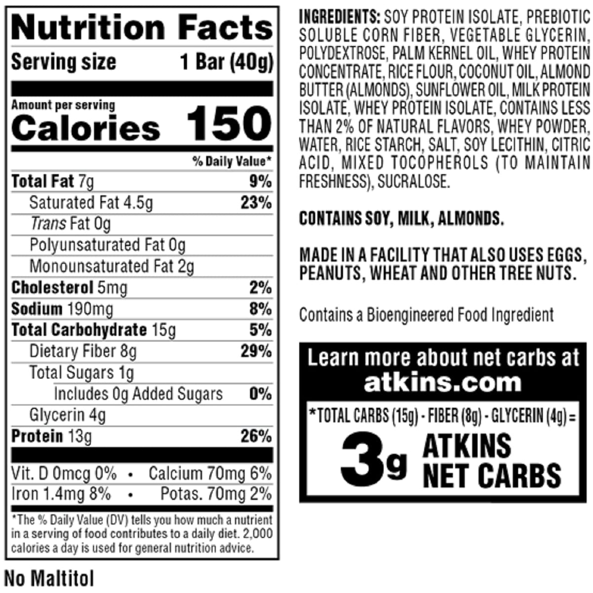 Atkins Lemon Snack Bar with Almond Butter - 8 Count - image 2