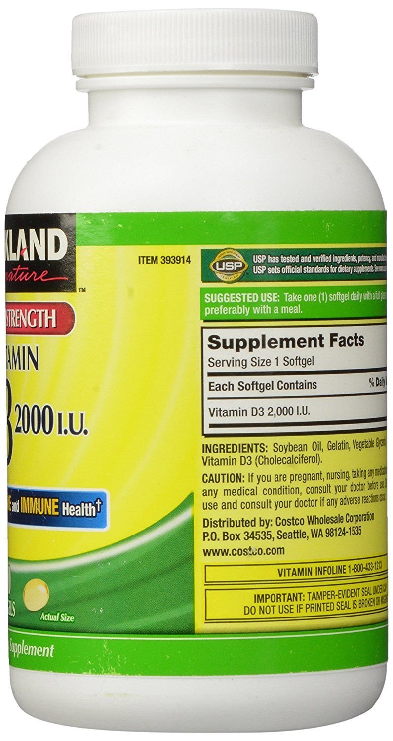 Kirkland Signature Vitamin D3 2000 IU - 600 Softgels - image 2