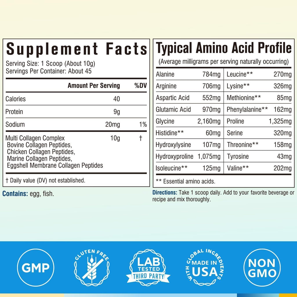 Terranics Multi Collagen Peptides Types I II III V X - 1 Pound - image 2