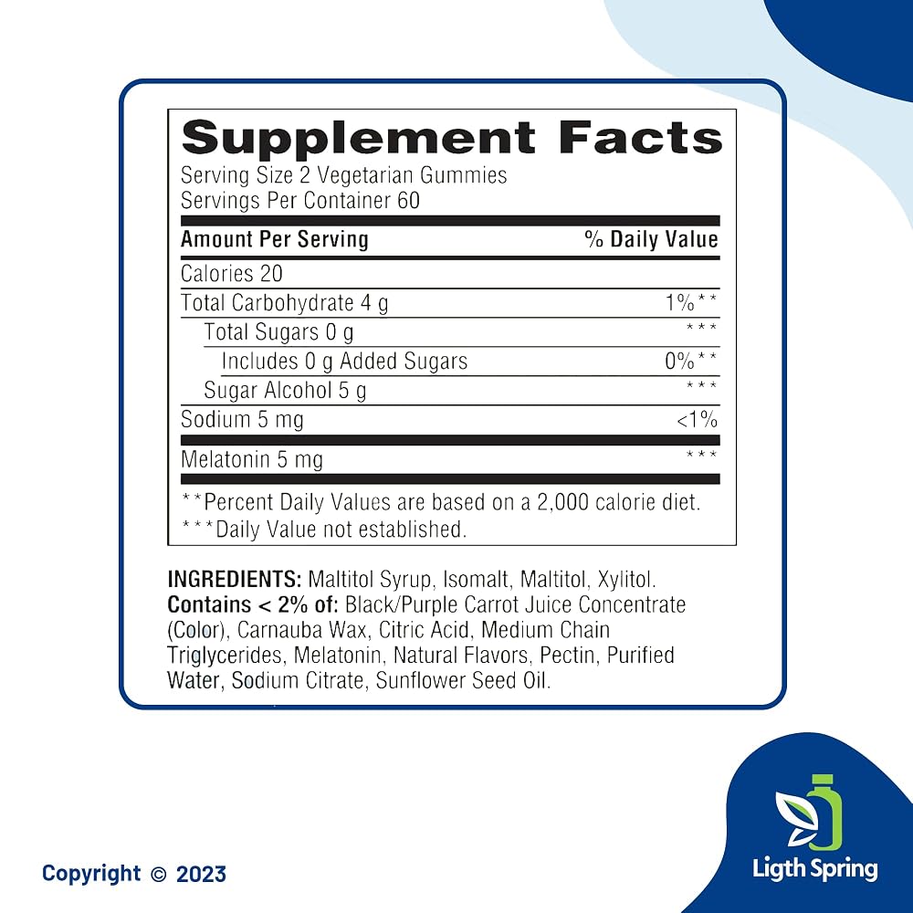 LightSpring Zero Sugar Melatonin 5 MG Sleep Support - 120 Gummies - image 3