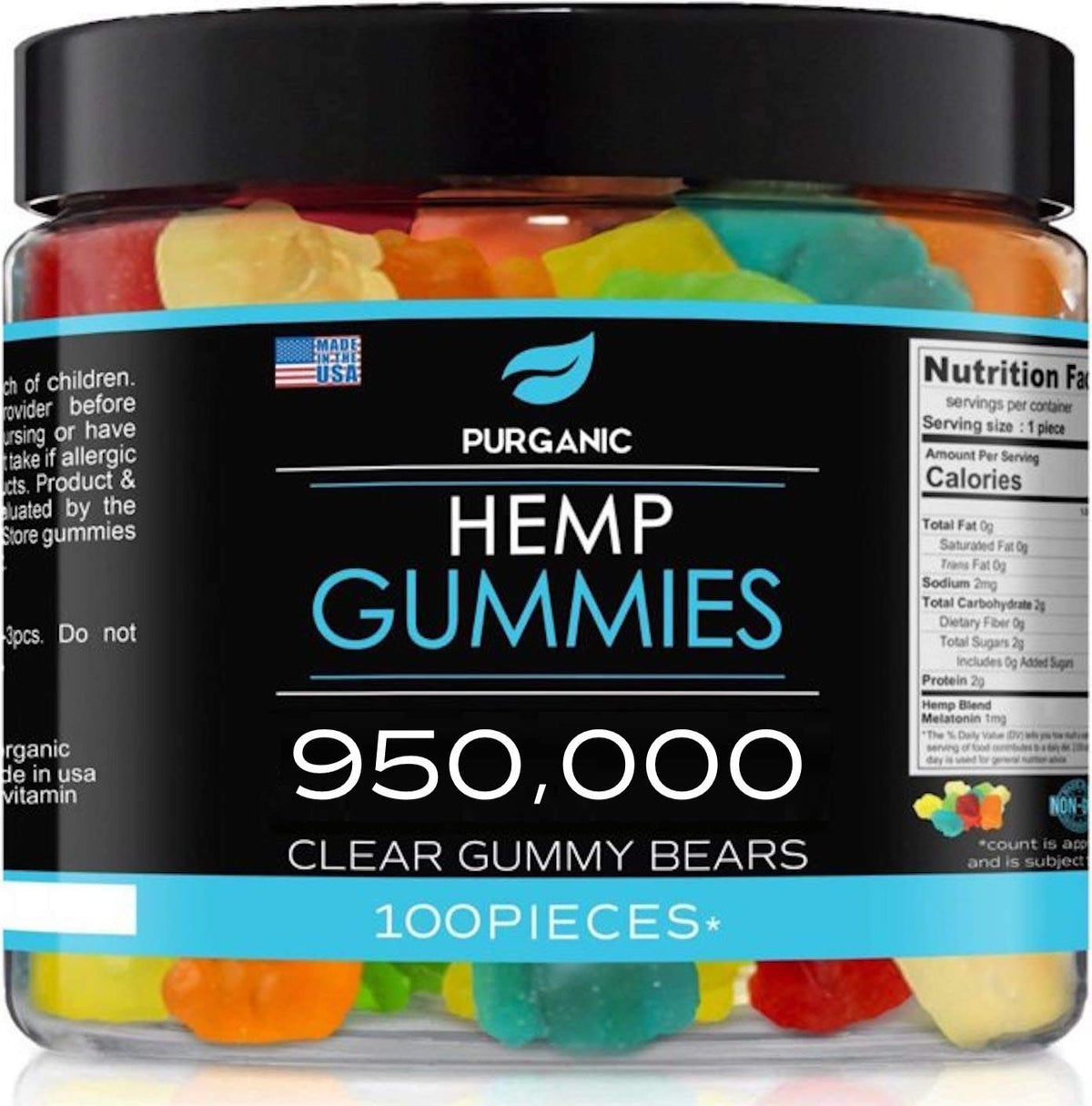 Purganic Hemp Gummies for Sleep, Peace and Relaxation - 100ct