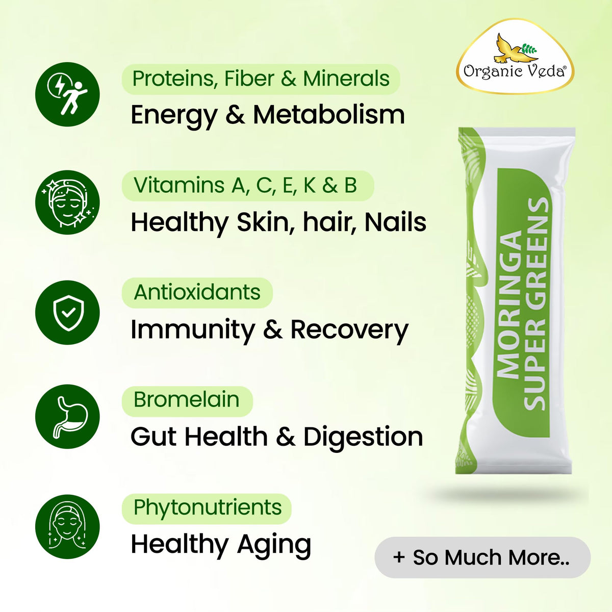 Organic Veda Moringa Amla Greens Superfood Powder - 30 Sticks - image 6