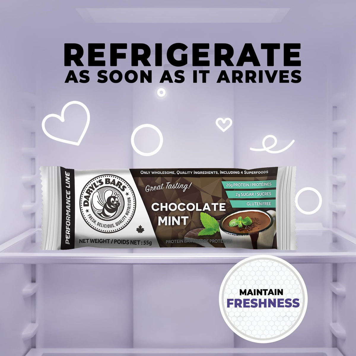 Daryl's Bars Chocolate Bars with a yummy chocolaty taste and Energy