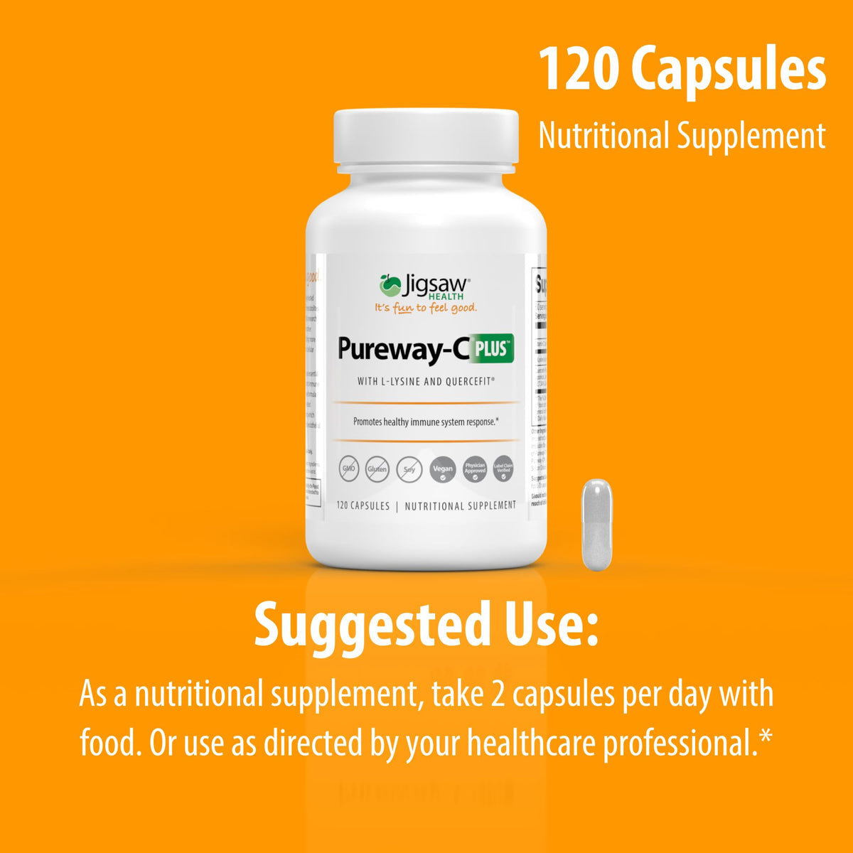 Jigsaw Health Pureway-C Plus Vitamin C with L-Lysine - 120 Capsules - image 8