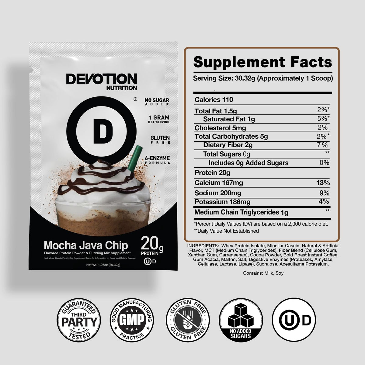 Devotion Nutrition Protein Powder Blend Mocha Java Chip - 12 Packets - image 2