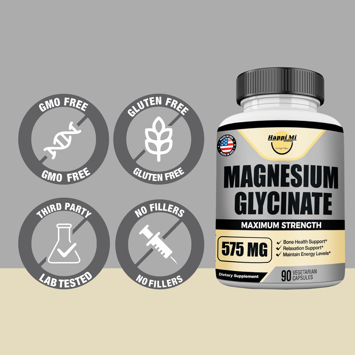Happi Mi Nutrition Magnesium Glycinate 575mg - 90 Capsules - image 5