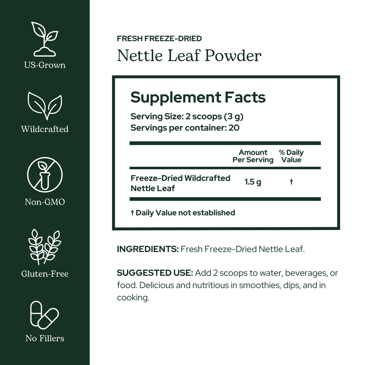 Eclectic Institute Nettle Leaf Powder Supplement - 60 g - image 2