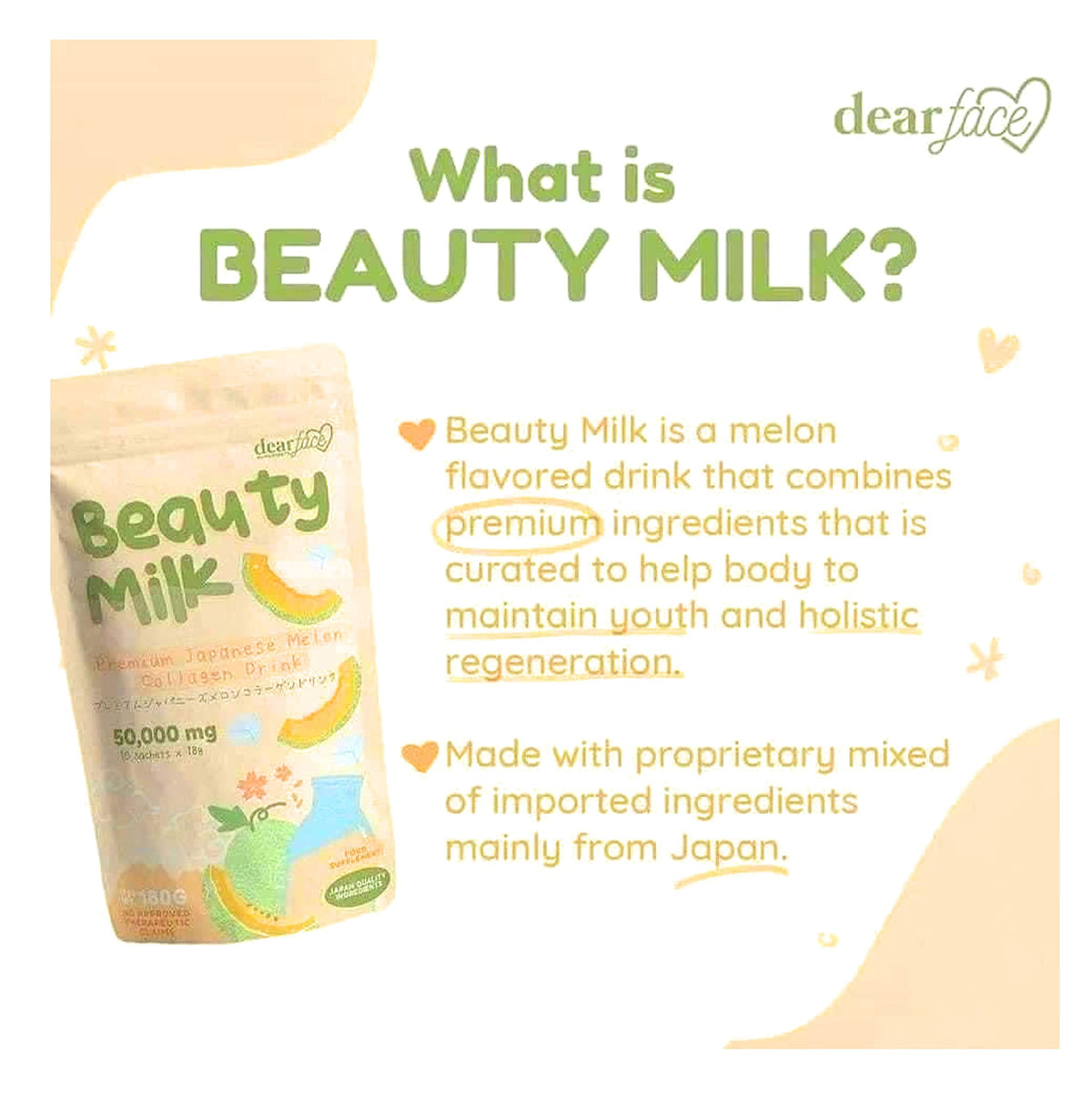 Dear Face Beauty Milk Japanese Collagen Melon Drink - image 2