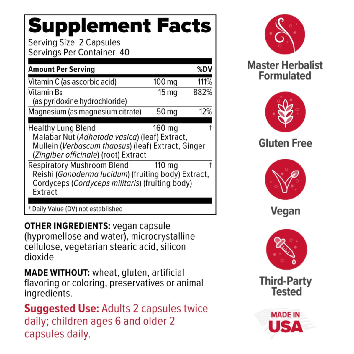Redd Remedies Lung Care Respiratory Support - 80 Capsules - image 2