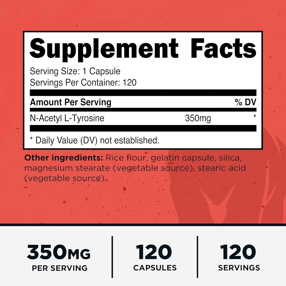 Primal N-Acetyl L-Tyrosine 350mg - 120 Capsules - image 2