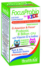 HealthAid FocusProbio Kidz Probiotic for Brain & Gut Health - 60 Tablets