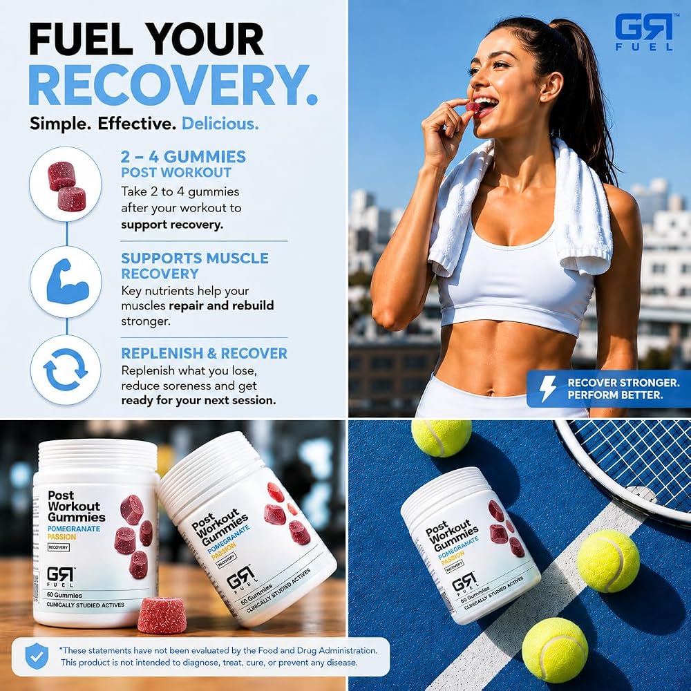 GR Fuel, Post Workout Gummies, Pomegranate Passion