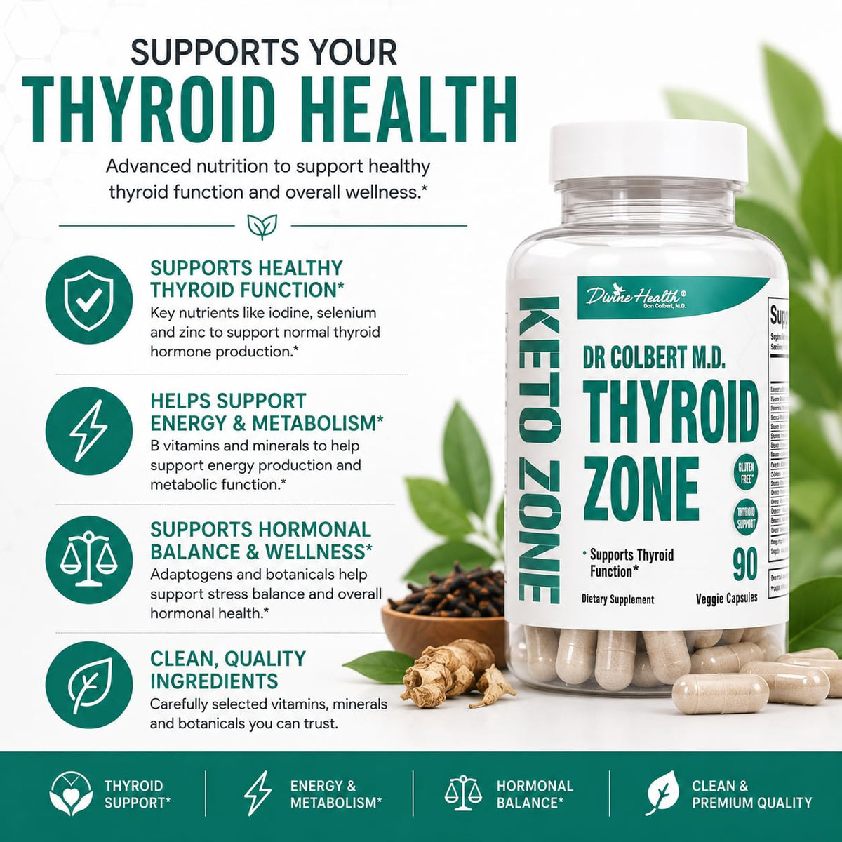 Divine Health Dr. Colbert Thyroid Zone - 90 Vegetarian Capsules - image 3