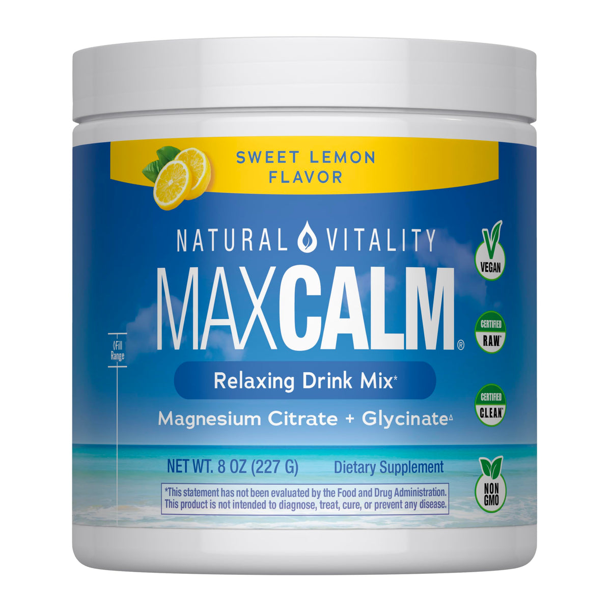 Natural Vitality MaxCalm Magnesium Powder Lemon - 8 oz
