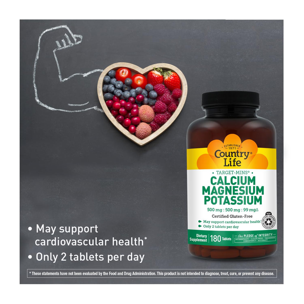 Country Life Target-Mins Calcium Magnesium Potassium - 180 Tablets - image 6