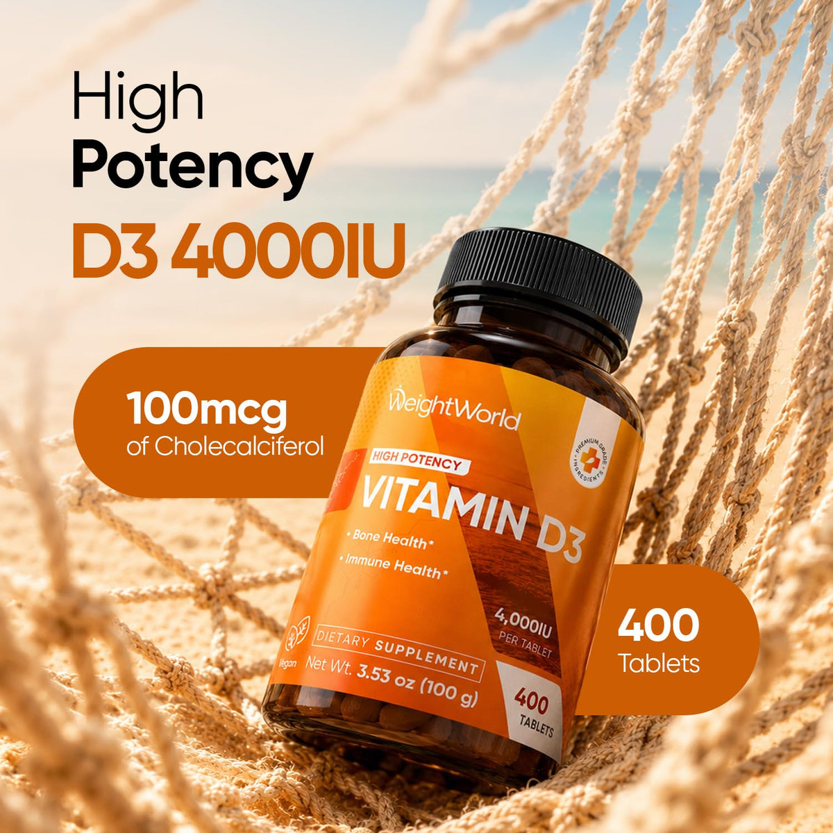 WeightWorld Vitamin D3 4000 IU Tablets - 400 Count - image 2