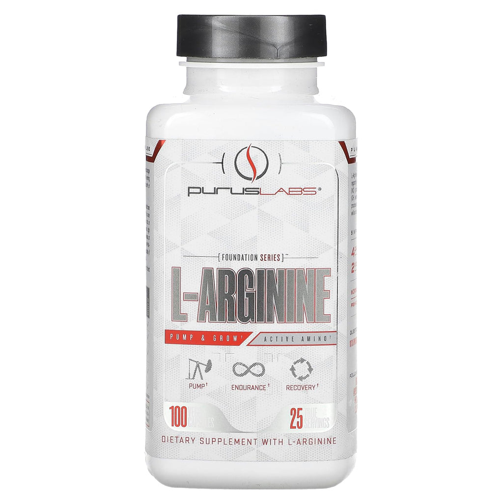 Purus Labs L-Arginine Active Amino Acid - 100 Vegetarian Capsules
