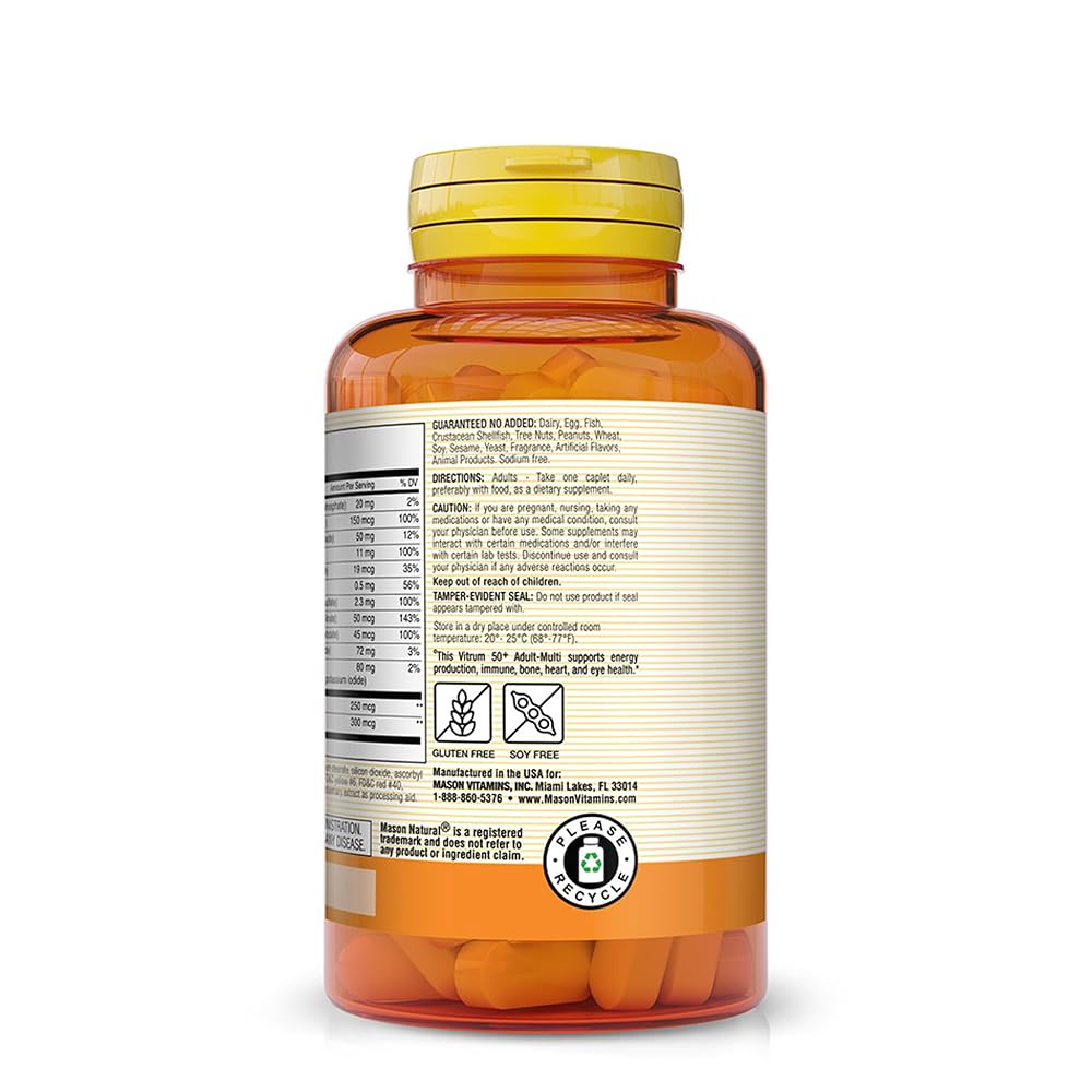 Mason Natural Vitrum 50+ Adult Multivitamin Iron Free - 180 Tablets - image 3