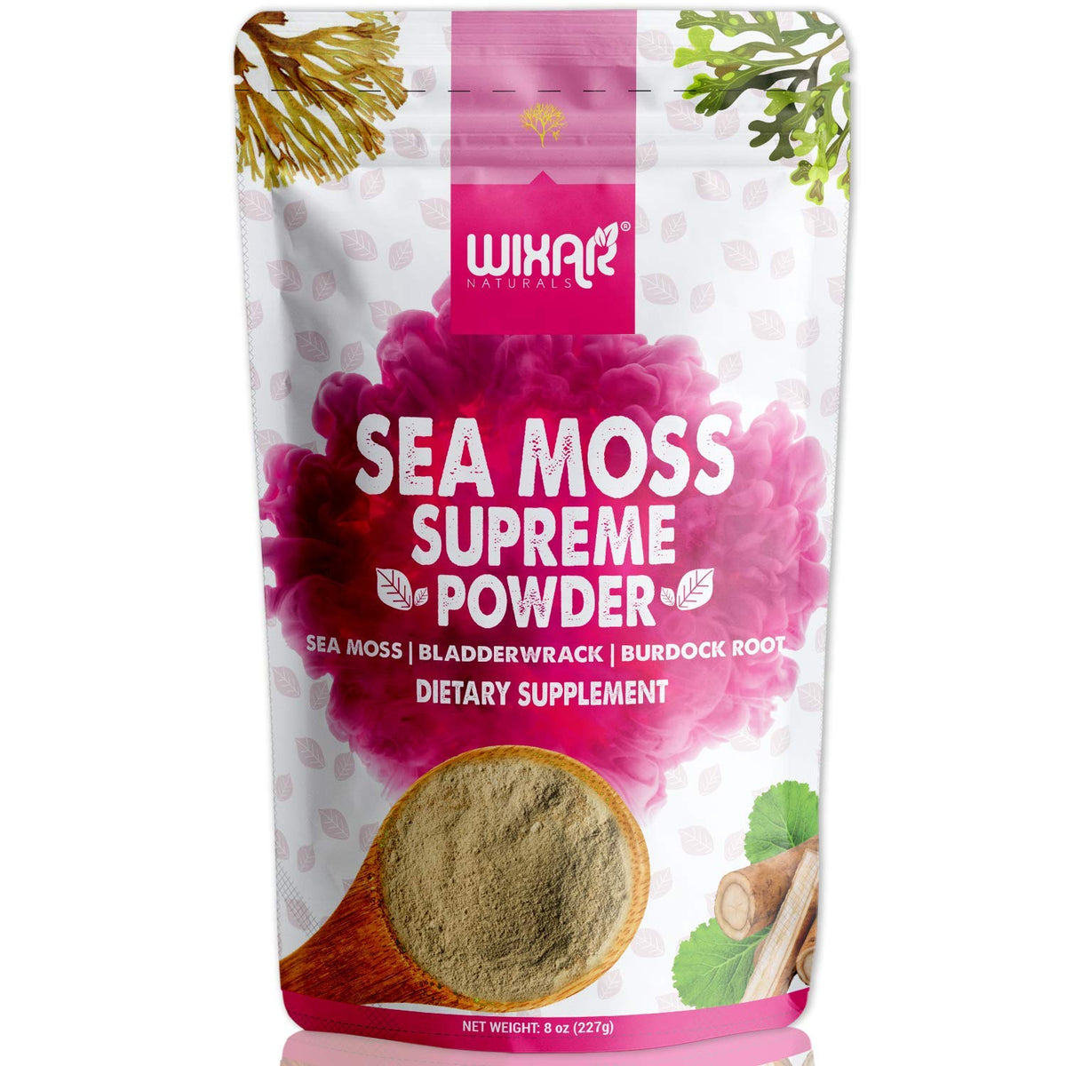 WIXAR NATURALS Sea Moss Powder with Bladderwrack & Burdock - 8 Ounces