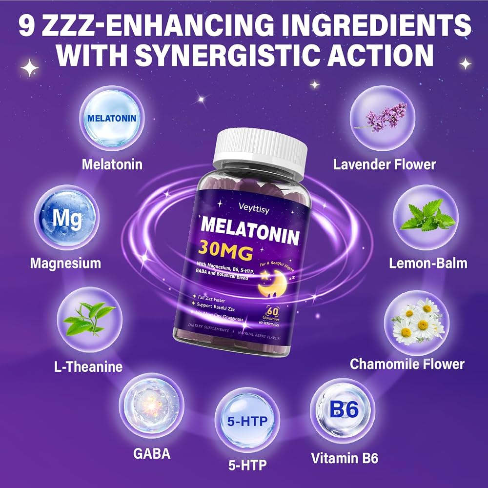 Veyttisy Melatonin 30mg Gummies for Adults - Sugar Free Melatonin