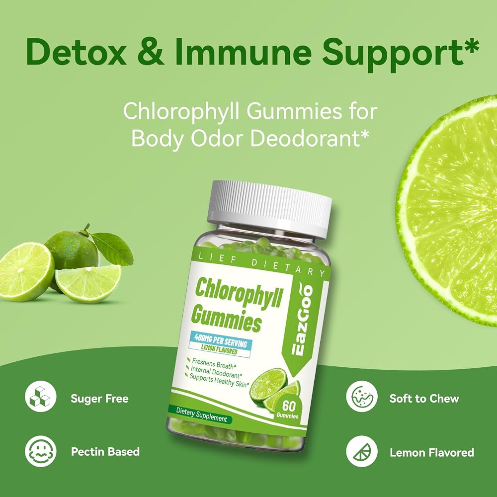 EAZGOO Chlorophyll Gummies for Body Odor - 60 Count - image 4