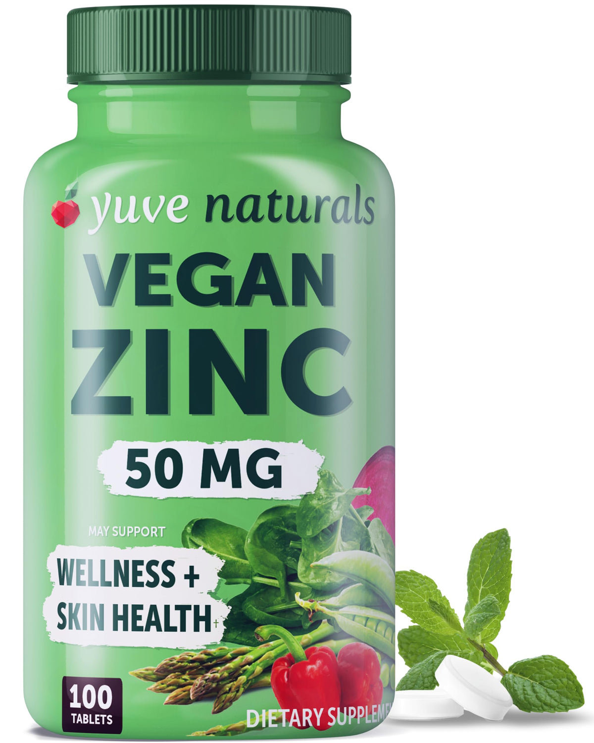 Yuve Naturals Vegan Zinc 50 mg - 100 Tablets