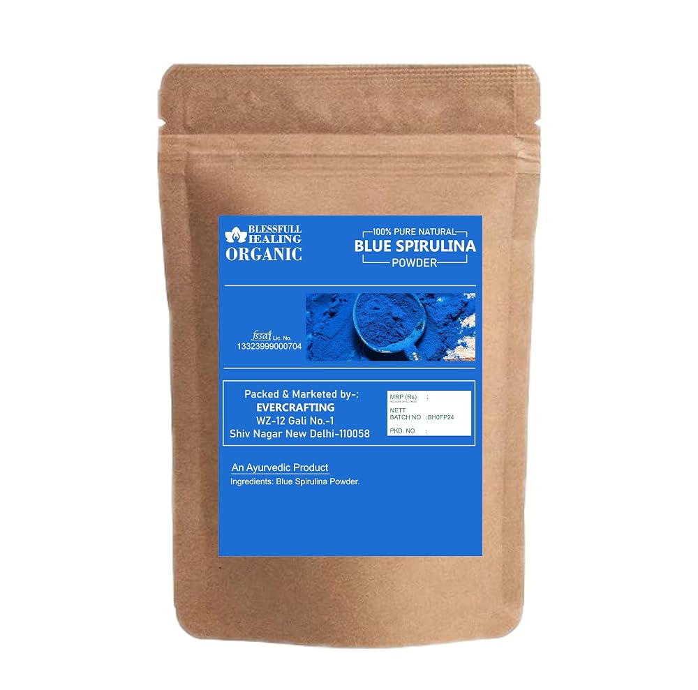 Blessfull Healing Organic Blue Spirulina Powder 100% Pure Natural