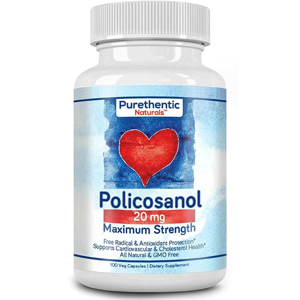 Purethentic Naturals Policosanol 20mg Cardiovascular Support - 100 Capsules