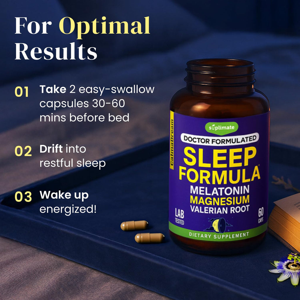 SUPLIMATE Calmadream Natural Sleep Aid Melatonin Magnesium - 60 Capsules - image 4