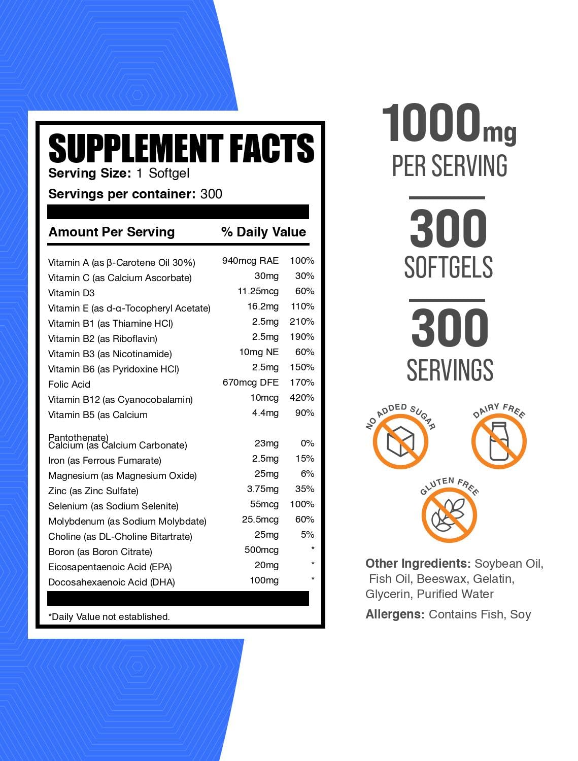 BulkSupplements Multivitamin for Men Softgels - 300 Count - image 2