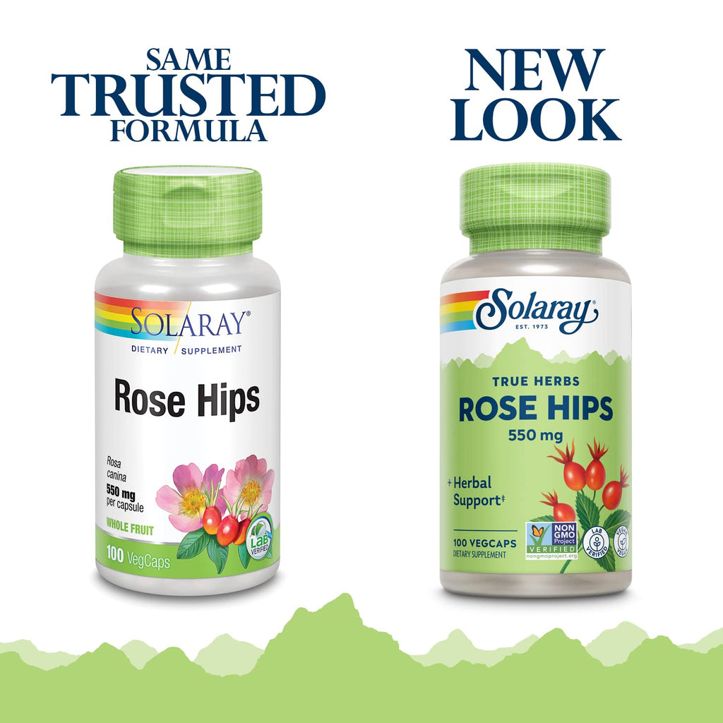 Solaray Rose Hips 550 mg Herbal Support - 100 Vegan Capsules - image 2