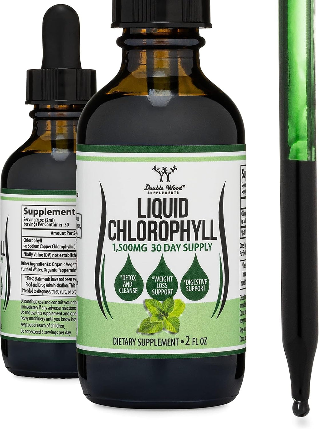 Double Wood Supplements Liquid Chlorophyll Drops Peppermint - 2 fl oz