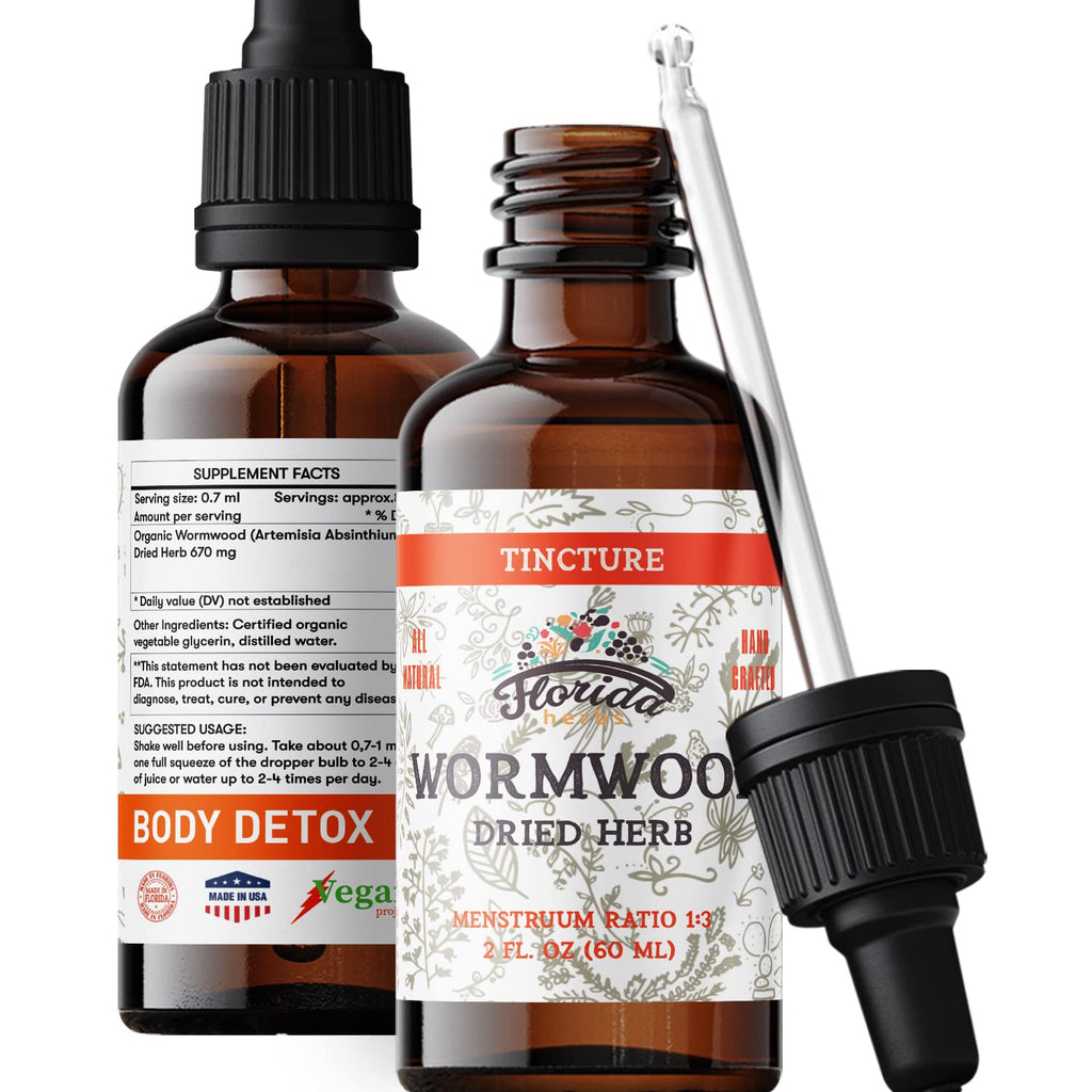 FLORIDA HERBS Wormwood Organic Tincture - Natural Intestinal Cleanse