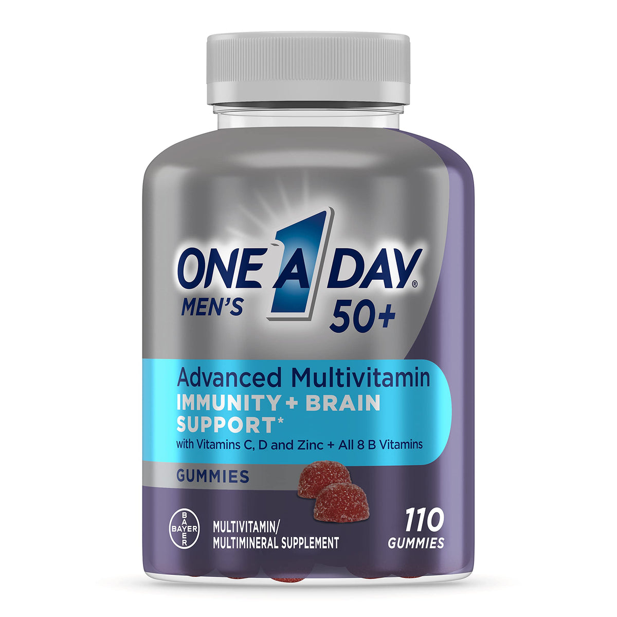 One A Day Men's 50+ Multivitamin Gummies with Brain Support - 110 Count