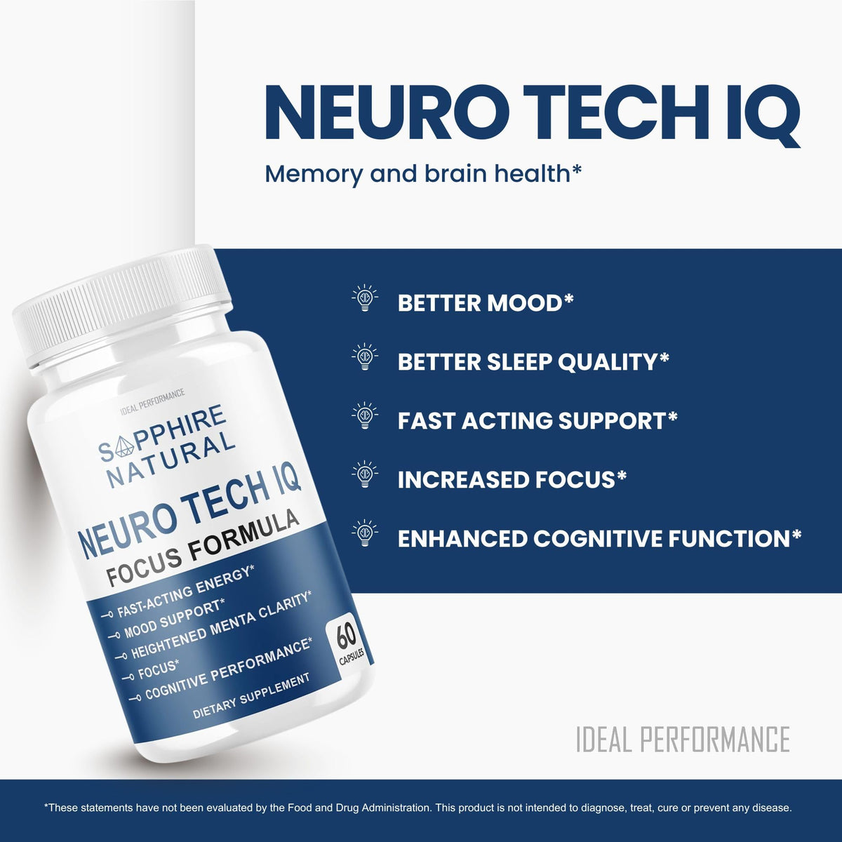 IDEAL PERFORMANCE Neuro Tech IQ Capsules Brain Health & Memory Support - image 3