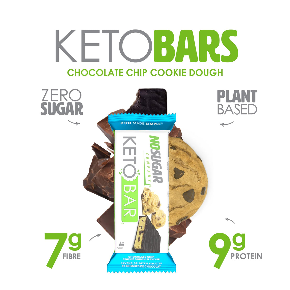 No Sugar Company Keto Bar Chocolate Chip Cookie Dough - 12 Count - image 3