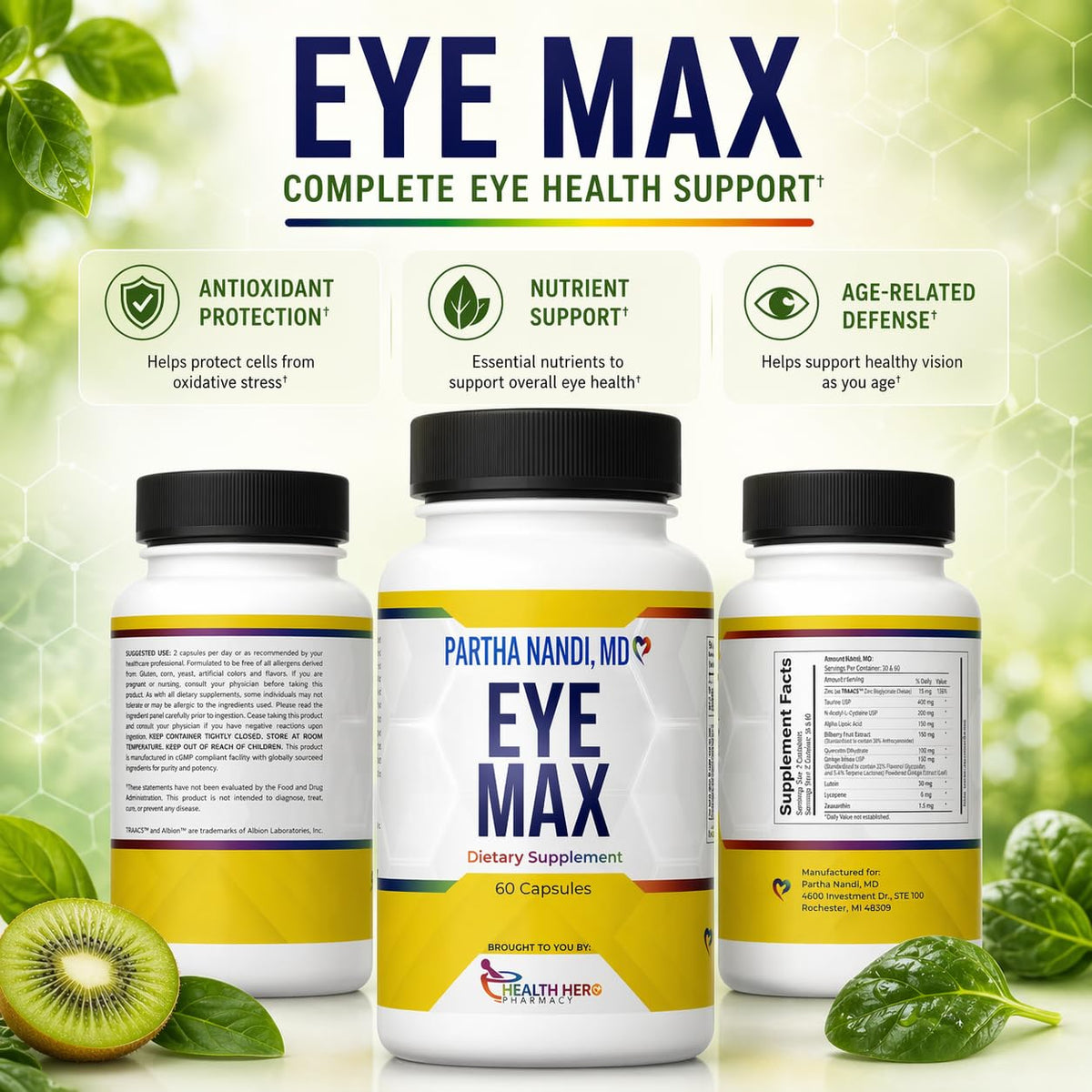 Dr. Nandi Eye Max Lutein 30mg and Zeaxanthin Eye Vitamins - 60 Capsules - image 5